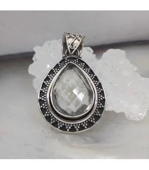 Pendentif argent filigrame citrine blanche naturelle