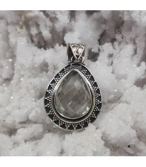 Pendentif argent filigrame citrine blanche naturelle