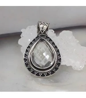 Pendentif argent filigrame citrine blanche naturelle