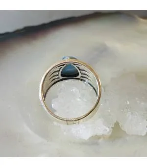 Bague plumes argent pierre naturelle larimar