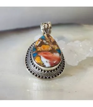 Pendentif argent turquoise naturelle