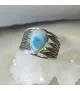Bague plumes argent pierre naturelle larimar
