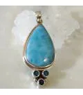 Pendentif quatro argent larimar et apatite