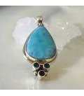 Pendentif quatro argent larimar et apatite