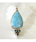 Pendentif quatro argent larimar et apatite