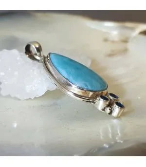 Pendentif quatro argent larimar et apatite