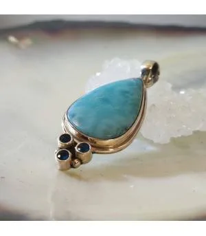 Pendentif quatro argent larimar et apatite