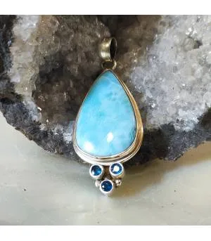 Pendentif quatro argent larimar et apatite