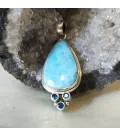 Pendentif quatro argent larimar et apatite