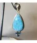Pendentif quatro argent larimar et apatite