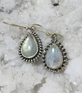 Boucles d'oreilles ethniques argent pierre de lune