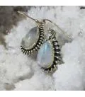 Boucles d'oreilles ethniques argent pierre de lune