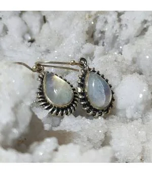 Boucles d'oreilles ethniques argent pierre de lune