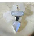 Pendentif argent duo pierres de lune bleues