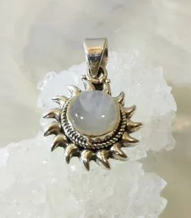 Pendentif argent "winter sunshine" pierre de lune