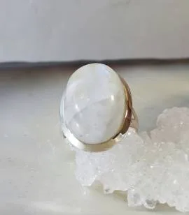 Bague argent bijou épuré pierre de lune