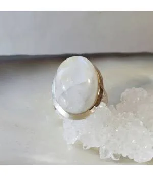 Bague argent bijou épuré pierre de lune