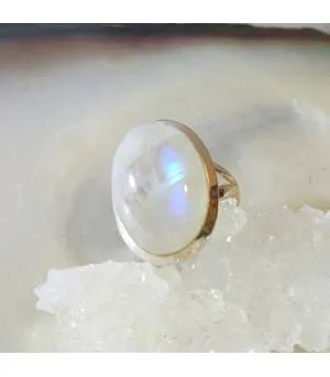 Bague argent bijou épuré pierre de lune