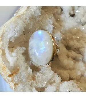 Bague argent bijou épuré pierre de lune