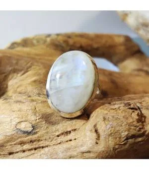 Bague argent bijou épuré pierre de lune