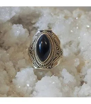 Bague argent bijou ethnique onyx noir