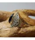 Bague argent bijou ethnique onyx noir