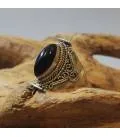 Bague argent bijou ethnique onyx noir