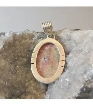 Pendentif argent "Pink candy" et pierre rhodochrosite