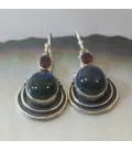 Boucles d'oreilles argent grenat et labradorite