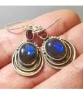 Boucles d'oreilles argent grenat et labradorite