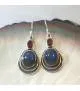 Boucles d'oreilles argent grenat et labradorite