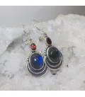 Boucles d'oreilles argent grenat et labradorite