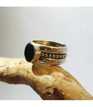 Bague homme argent bijou ethnique onyx