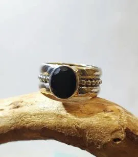 Bague homme argent bijou ethnique onyx