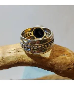 Bague homme argent bijou ethnique onyx