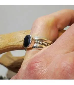 Bague homme argent bijou ethnique onyx