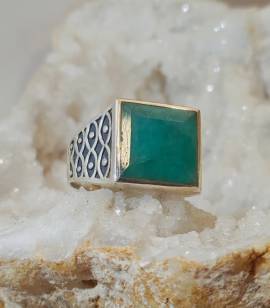 Bague argent 92.5 émeraude naturelle