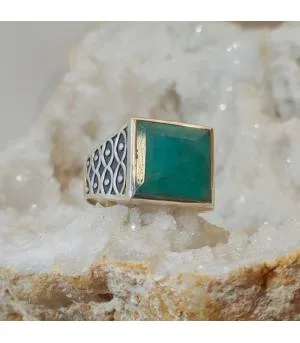 Bague argent 92.5 émeraude naturelle