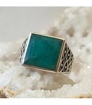 Bague argent 92.5 émeraude naturelle