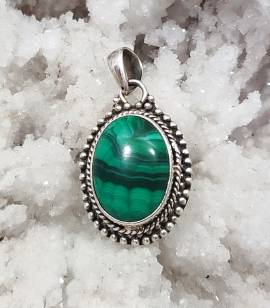 Pendentif argent 92.5 Malachite naturelle