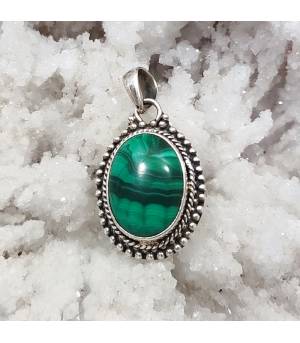 Pendentif argent 92.5 Malachite naturelle