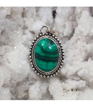 Pendentif argent 92.5 Malachite naturelle