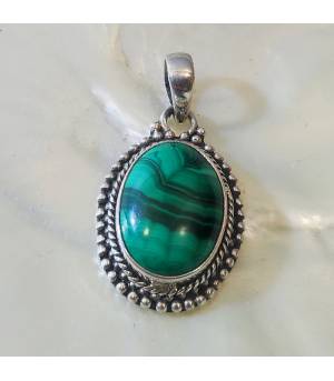 Pendentif argent 92.5 Malachite naturelle