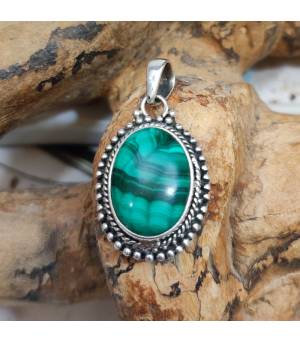 Pendentif argent 92.5 Malachite naturelle