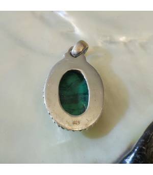 Pendentif argent 92.5 Malachite naturelle