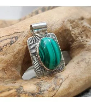 Pendentif argent sunshine malachite
