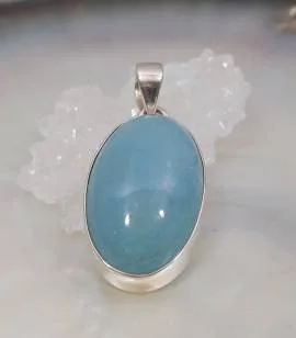 Pendentif argent aqua blue aigue marine