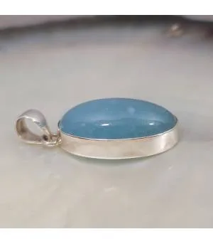 Pendentif argent aqua blue aigue marine