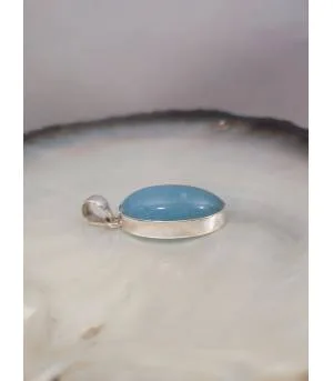 Pendentif argent aqua blue aigue marine
