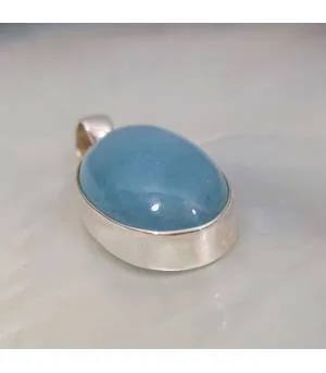 Pendentif argent aqua blue aigue marine